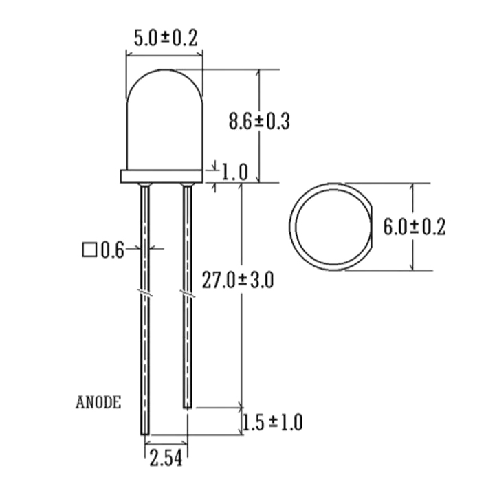 Gói 5 LED 7 MÀU 5MM 2 CHÂN NHẤP NHÁY
