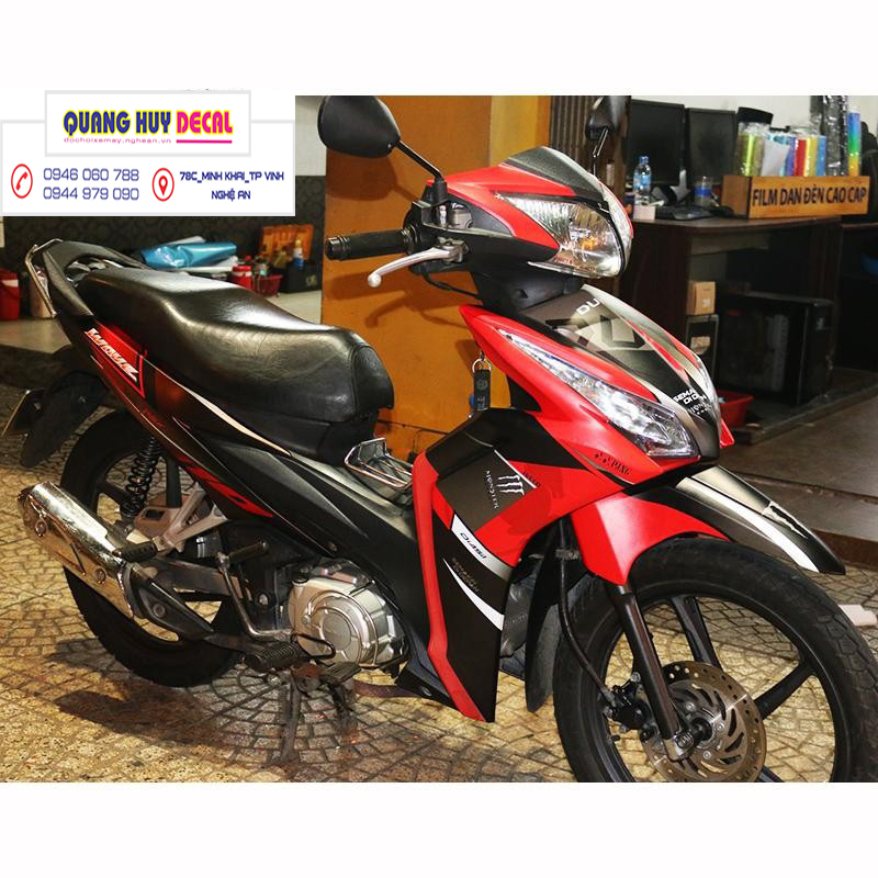 Tem trùm wave rsx đỏ đen monster - Độ dán team trùm decal xe máy wave rsx đỏ đen monster - Team trùm decal xe máy wave rẻ đẹp và chất