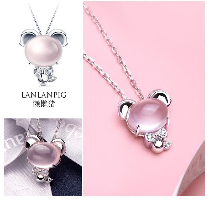 Dây Chuyền 12 cung con giáp đính đá Opal hồng