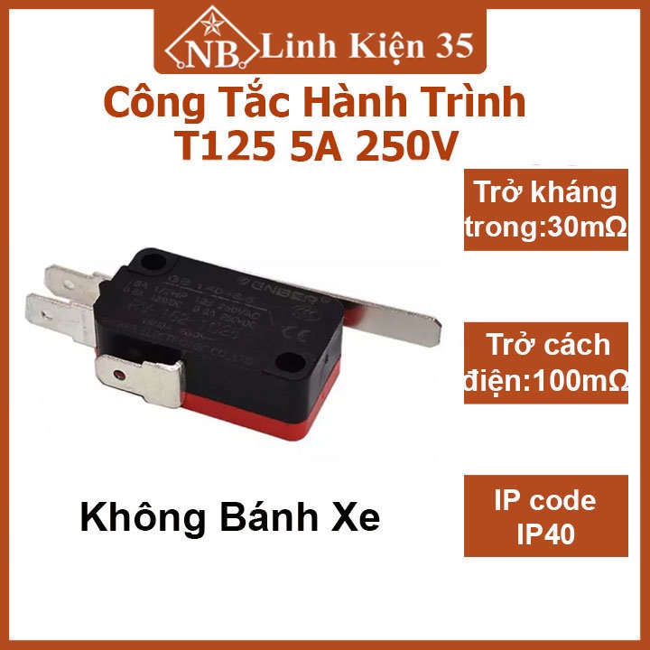 Công tắc hành trình t125 5a 250v- không bánh xe