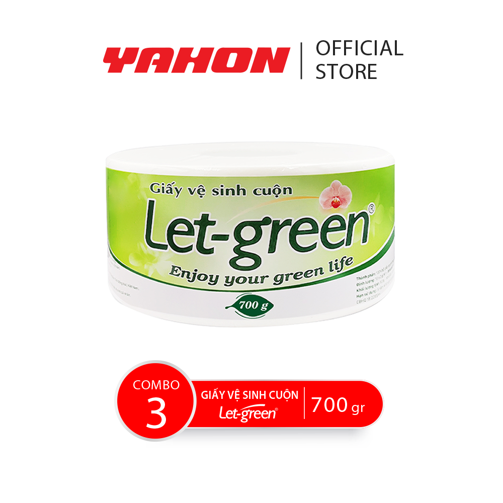 Combo 3 giấy vệ sinh cuộn 10*20cm let-green, 700 g/cuộn