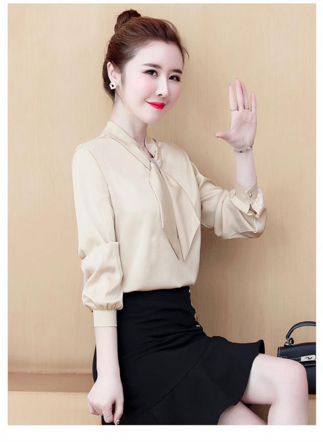 Áo sơ mi phi lụa cột nơ cục sang NGOCTRAN - NT6362A