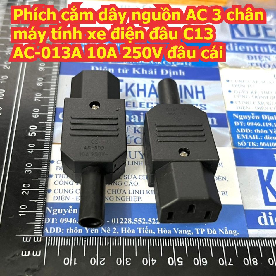 2 cái phích cắm dây nguồn ac 3 chân máy tính xe điện đầu c13 / c14 ac-013a đầu cái / đực kde3310