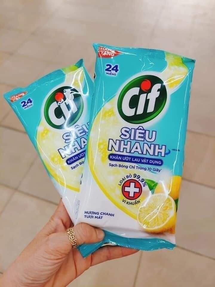 Khăn Ướt Lau Vật Dụng Cif Siêu Nhanh ( 24 miếng/ gói)