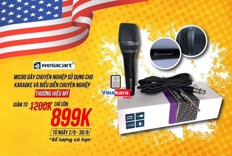 Micro karaoke relacart sm-300 có dây cao cấp chống hú hát nhẹ bay + tặng kèm dây