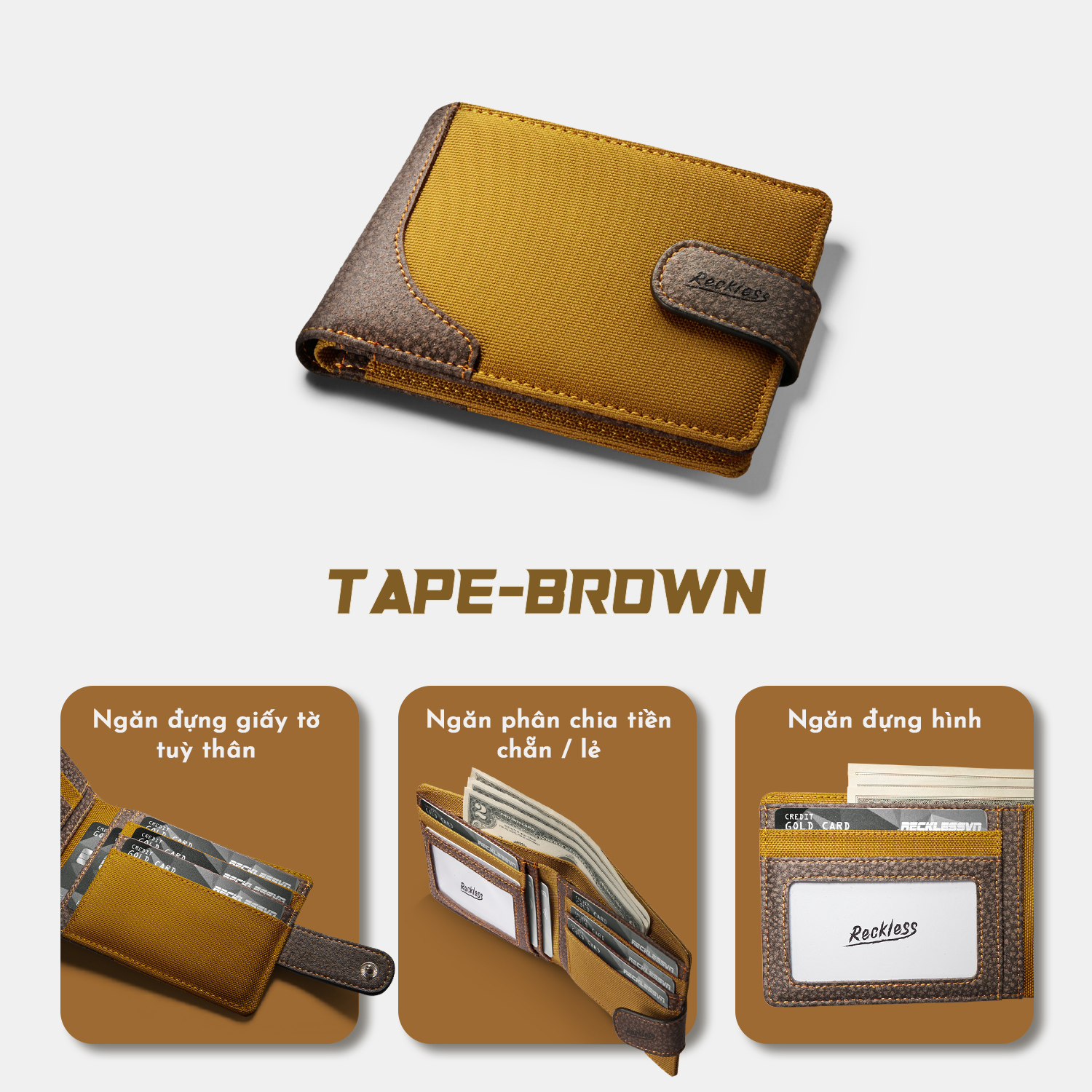 Ví Vải Gập Ngang Phối Da Thomas Wallet Reckless (4 màu) - Thomas Wallet - Vải Polyester Kháng Nước