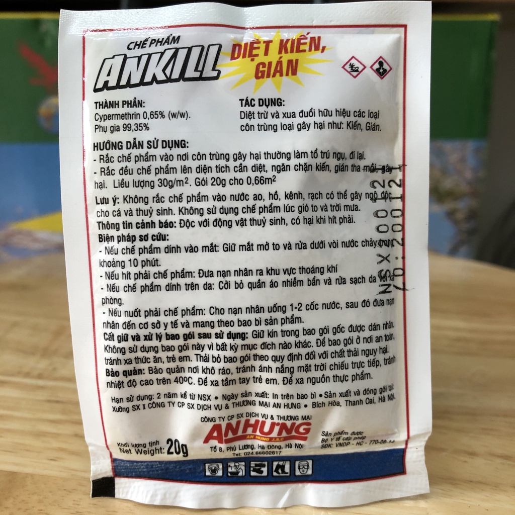 Chế phẩm diệt kiến gián ANKILL (20g/1 gói)