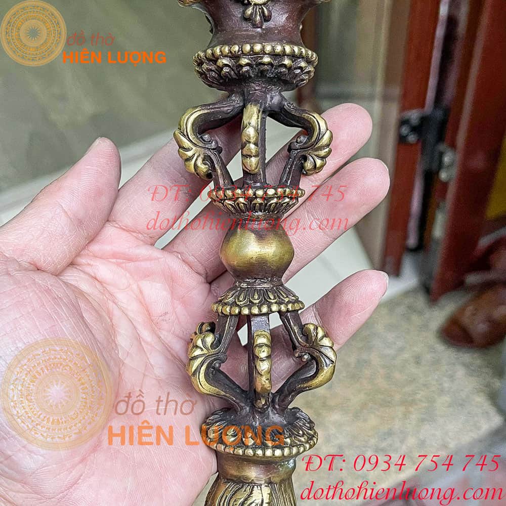 Dao Phurba Bằng Đồng Dài 37cm (Có chùy kim cang ở giữa) - Pháp Khí Mật Tông
