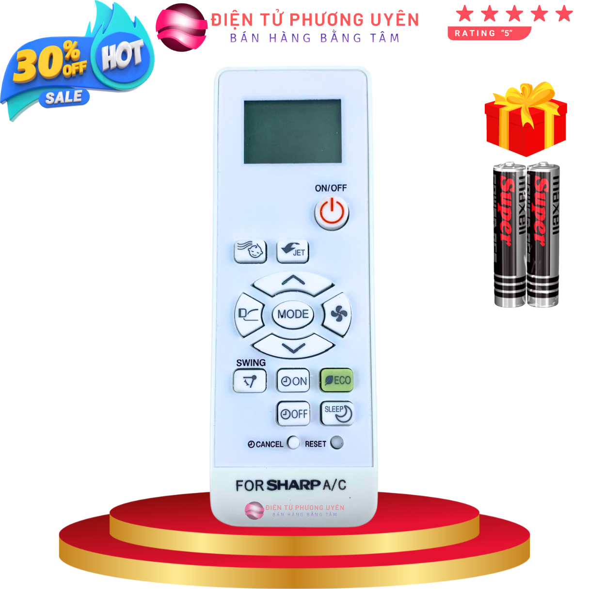 Điều khiển điều hòa sharp mã 03, remote máy lạnh sharp - tặng kèm pin - điện tử phương uyên