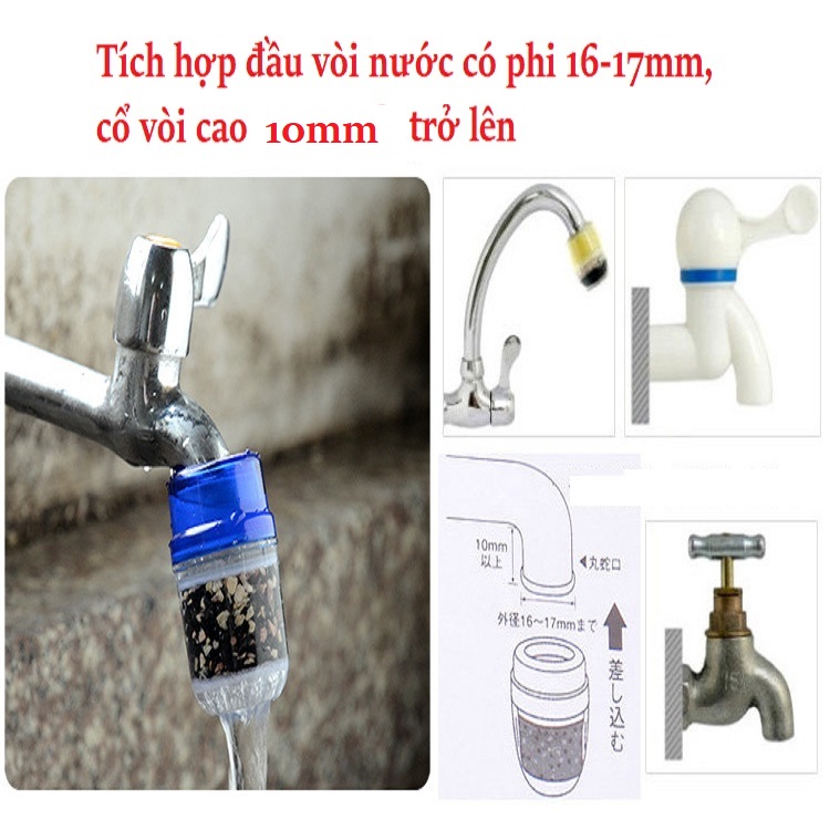 Filter Head Installed at the Domestic Water Faucet, 1-Layer Type with Activated Carbon. Th 211