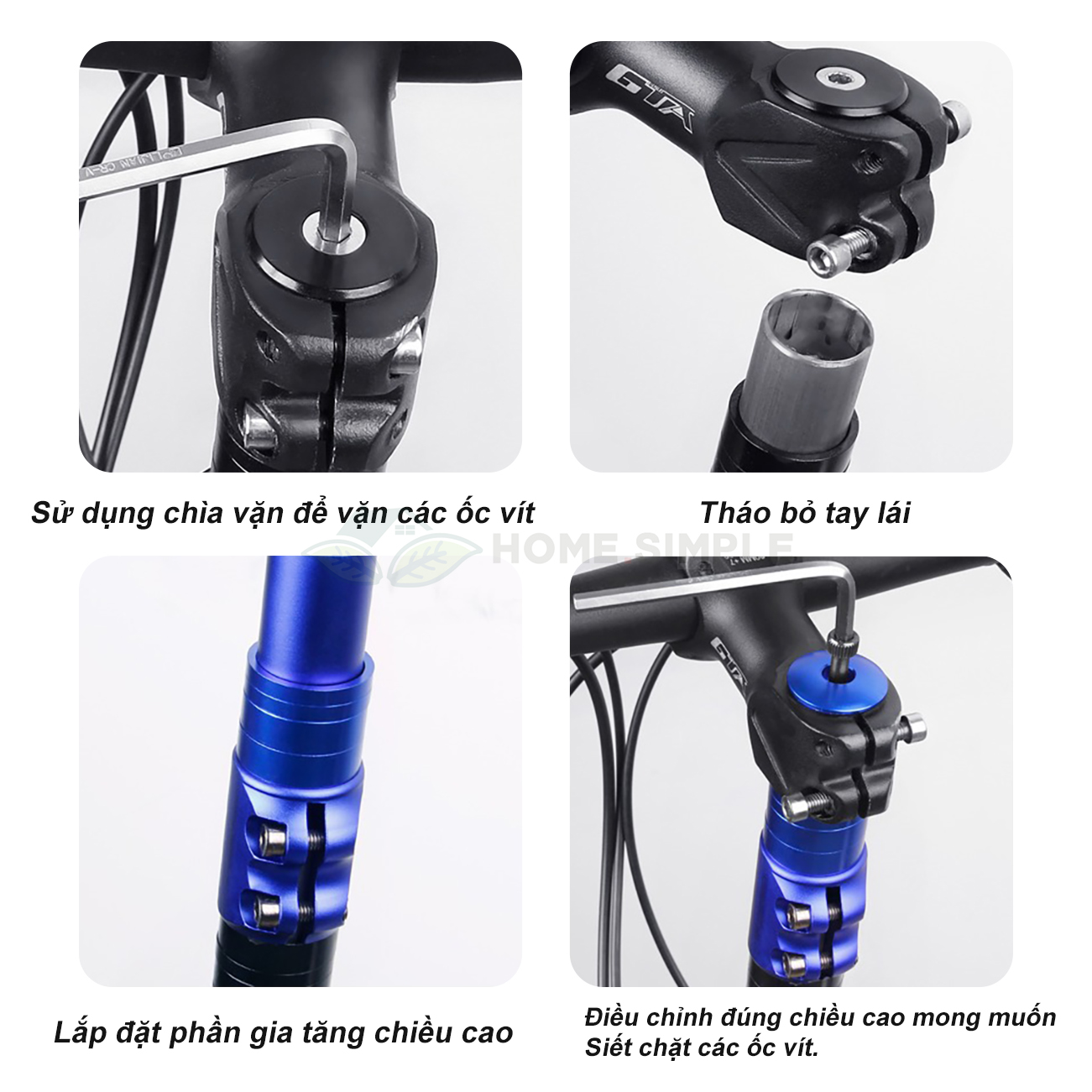 Phụ Kiện Nâng Tay Lái Xe Đạp Hợp kim nhôm Bộ nối tăng chiều cao ghi đông dễ dàng lắp đặt an toàn và bền