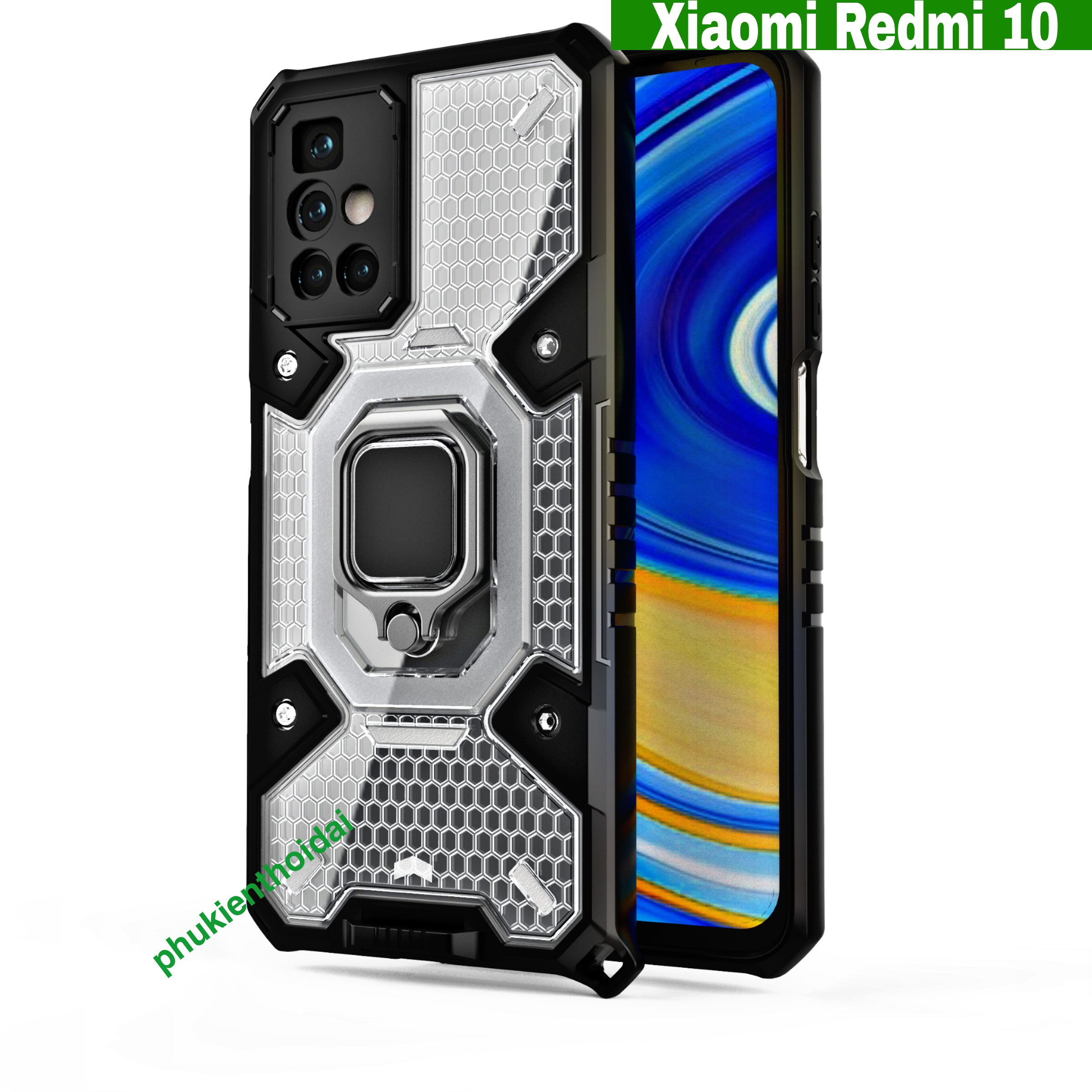 Ốp lưng Xiaomi Redmi 10 tổ Ong Iring không gian mới chống sốc giá đỡ xem phim siêu bền