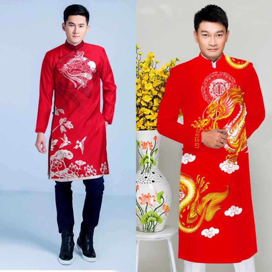 Áo Dài Nam Cách Tân Thiết Kế In Họa Tiết Rồng Và Chim Phượng Truyền Thống  May Sẵn Cổ Truyền Việt Nam 12 - 16 Tuổi - Ảnh Thật | Lazada.Vn