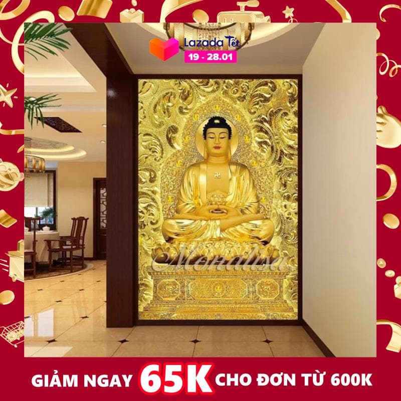 [HCM]Tranh Đính Đá Phật Adi Đà Y8094  50x70cm