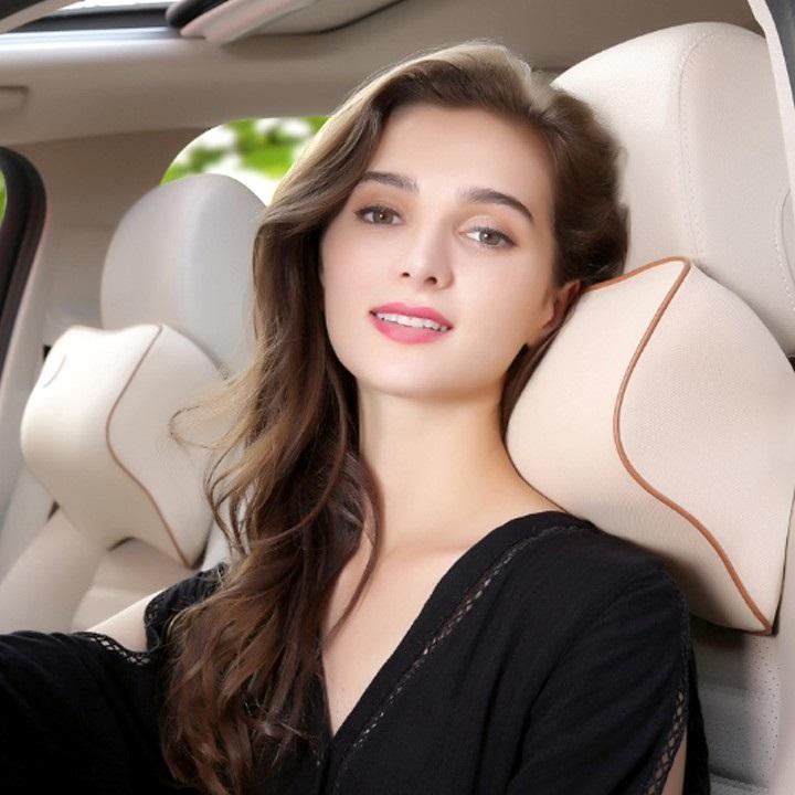 Gối tựa đầu xe hơi chất liệu cao su non hoạt tính cao cấp LuckyBobi - Gối tựa gáy bằng cao su non không trọng lực - Gối tựa đầu ô tô cao su non cao cấp chống đau mỏi vai gáy