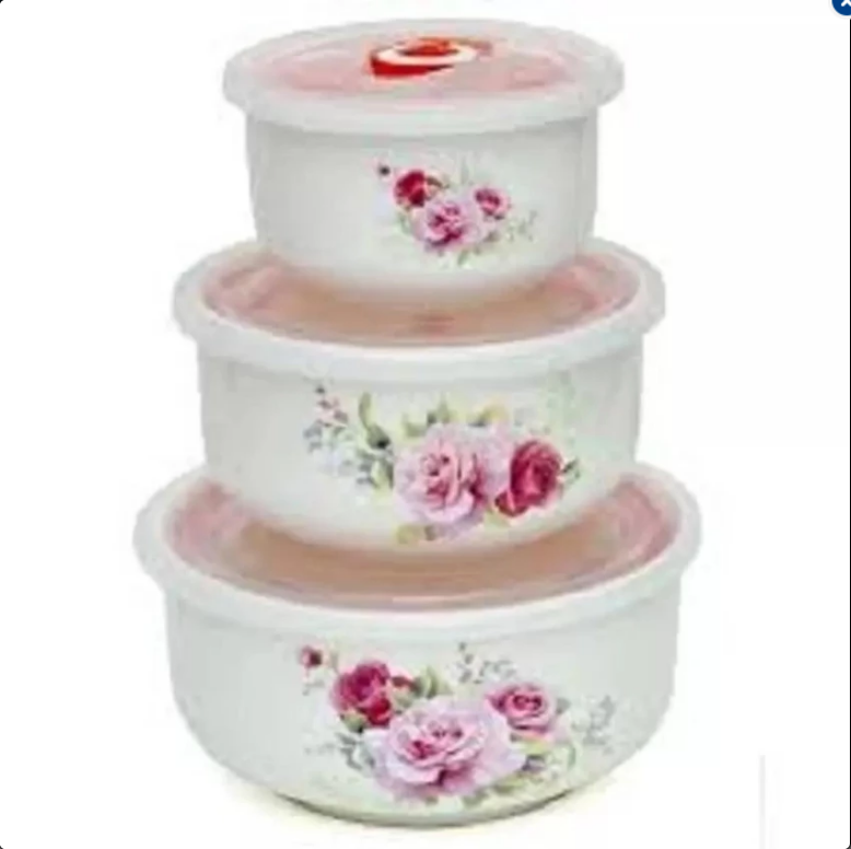 Bộ 3 bát sứ có nắp hút chân không cao cấp