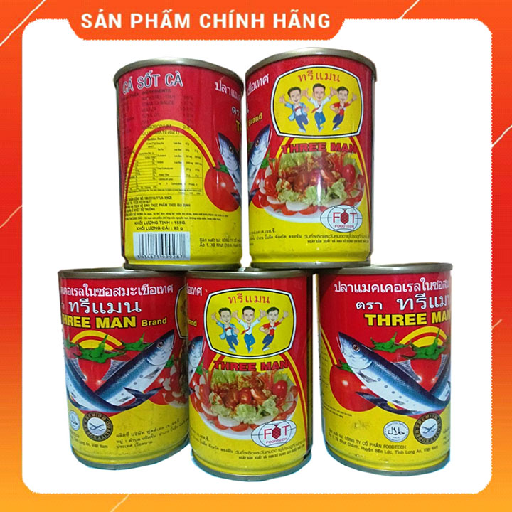 Cá nục sốt cà THREE MAN lon 155G COMBO 5 LON