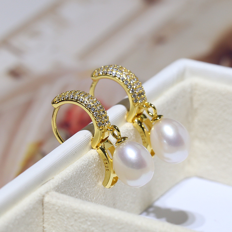 Khuyên Tai Ngọc Trai, Khuyên Dài Ngọc Trai Thiên Nhiên - B2540 ( CAM KẾT NGỌC TRAI THẬT 100%)