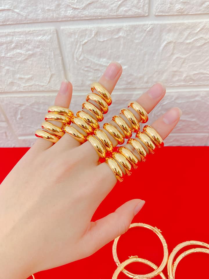 nhẫn chỉ chơn loại 3 chỉ vàng non