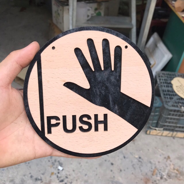Combo 2 Bảng Gỗ Pull (Kéo), Push (Đẩy) 10cm