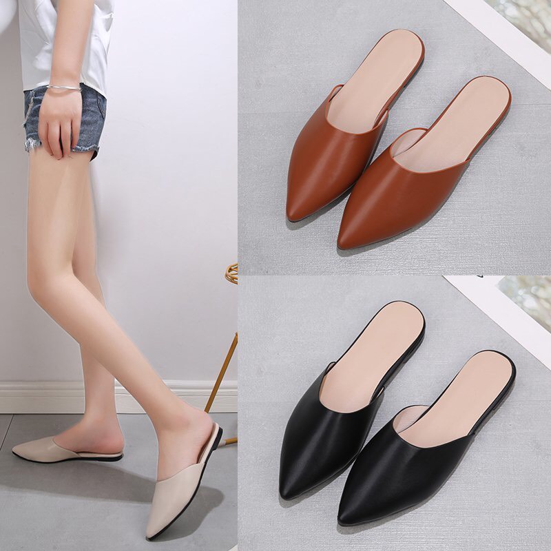 Dép sục nữ mũi nhọn da mềm gót 2f cực xinh