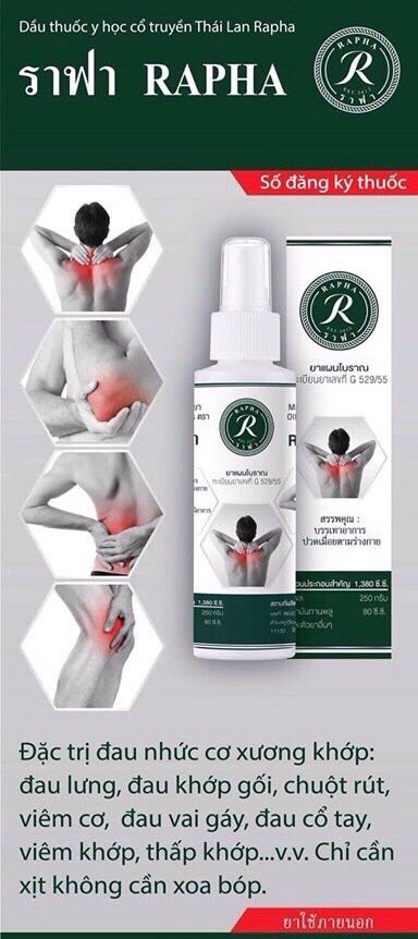 [HCM]DẦU THẢO DƯỢC RAPHA THÁI LAN 25ml (giảm đau nhức cơ-xương-khớp)