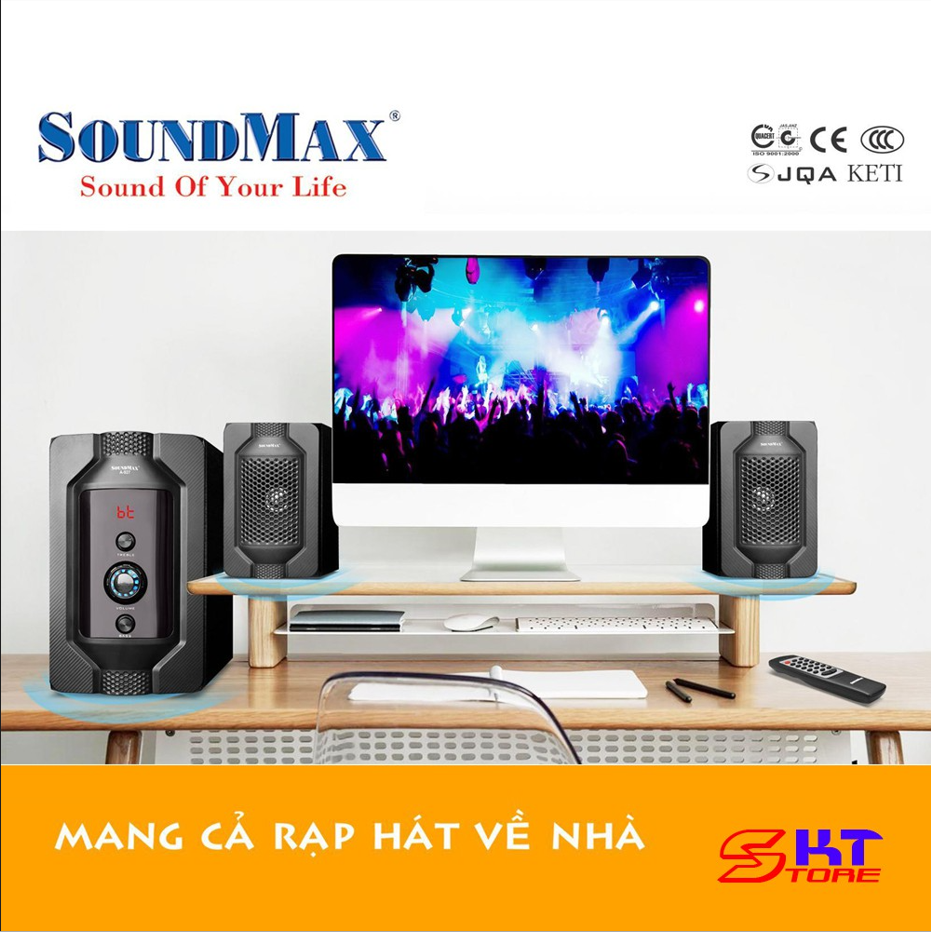 Loa để bàn cao cấp.Loa máy vi tính Loa Bluetooth SoundMax A-927/2.1 công suất 32W âm nhạc sống động điều khiển từ xa bằng remote nghe nhạc chơi game cực đỉnh BH 12 tháng