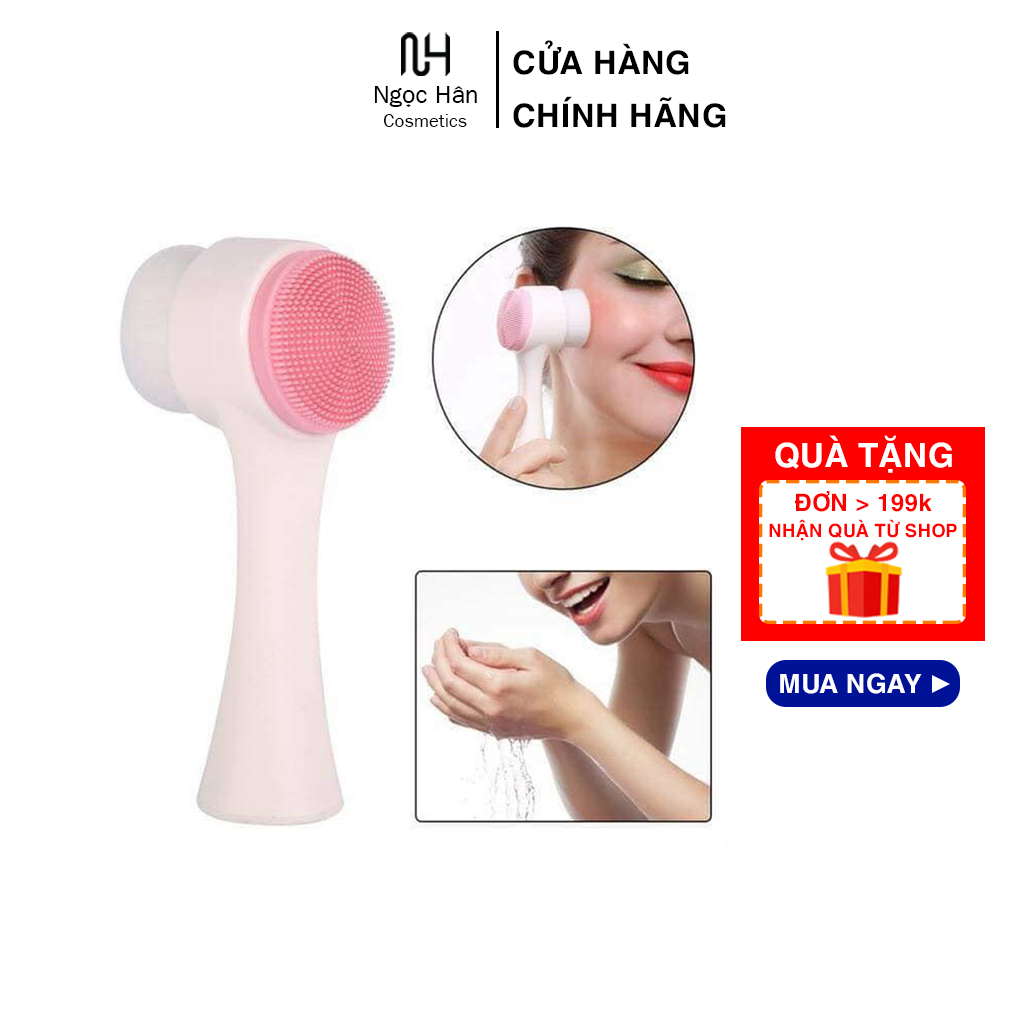 Cọ Rửa Mặt Masage 2 Đầu Cầm Tay Silicon Siêu Mịn