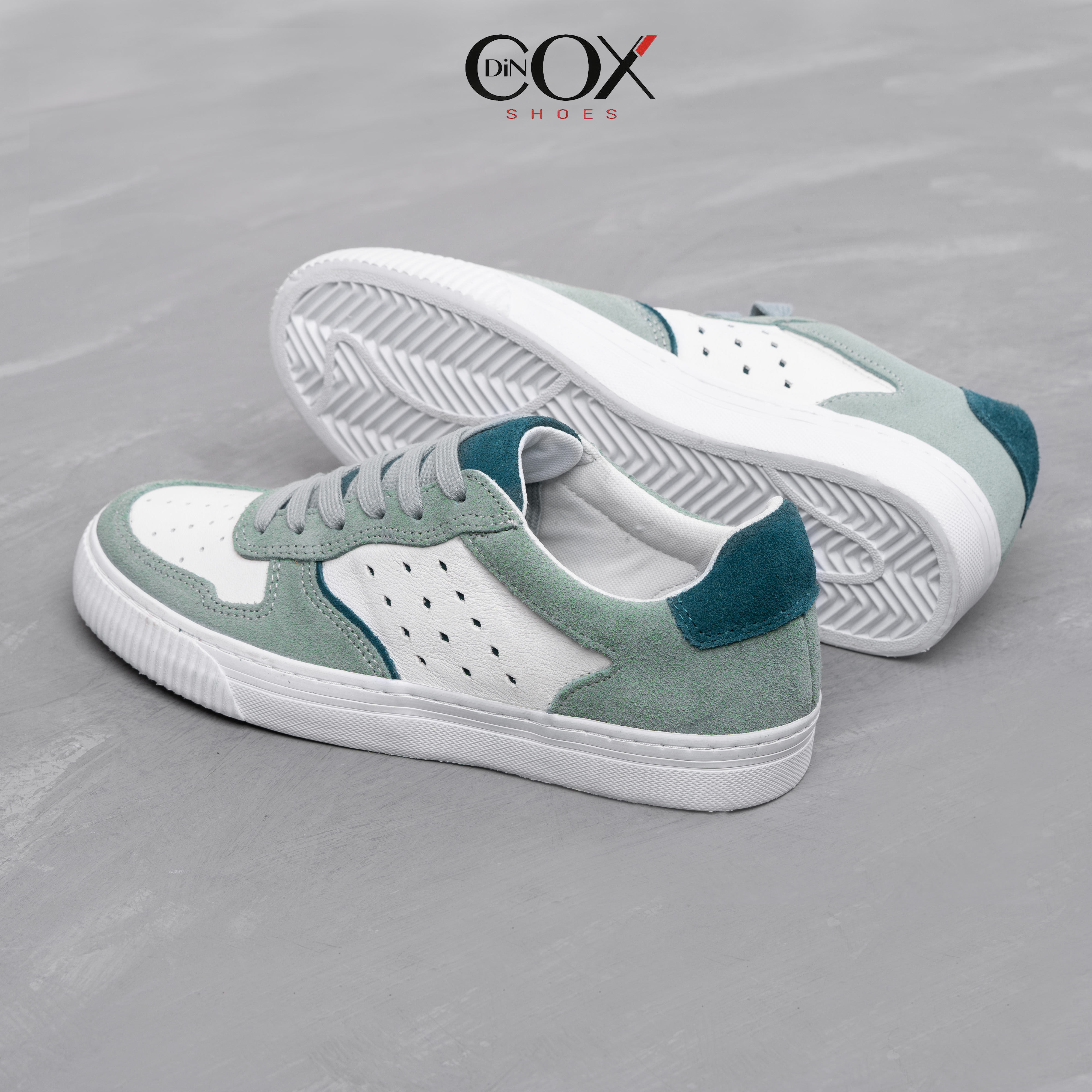 Giày Sneaker Da Bò Thật Nữ DINCOX E03 Green Sang Trọng