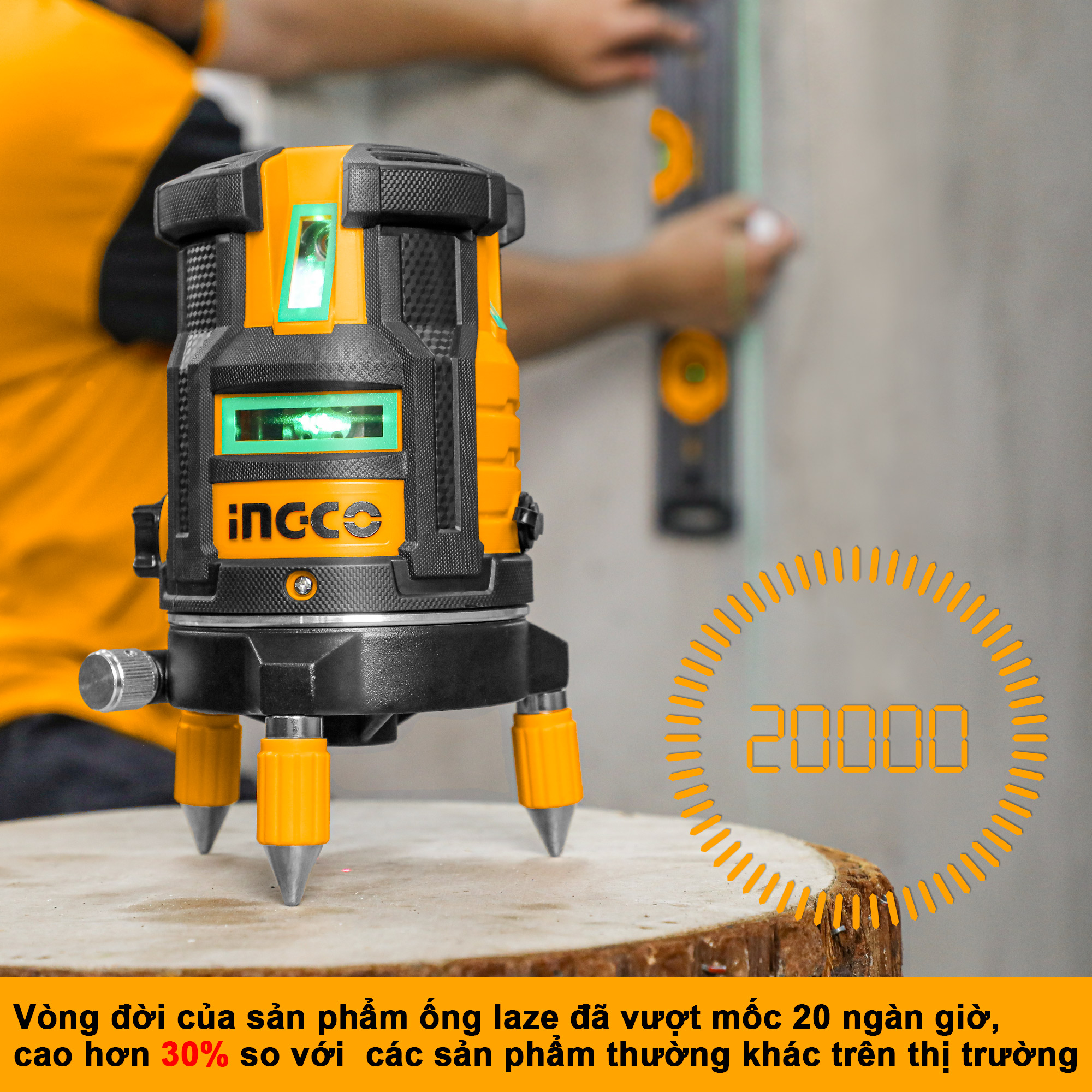 Máy đo mức cân bằng tia laser INGCO HLL305205 (tia xanh)
