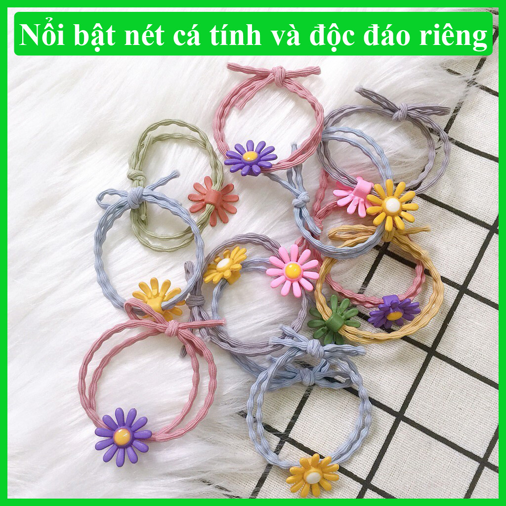 [HCM]Dây cột tóc dây buộc tóc hoa cúc họa mi nhiều màu siêu bền