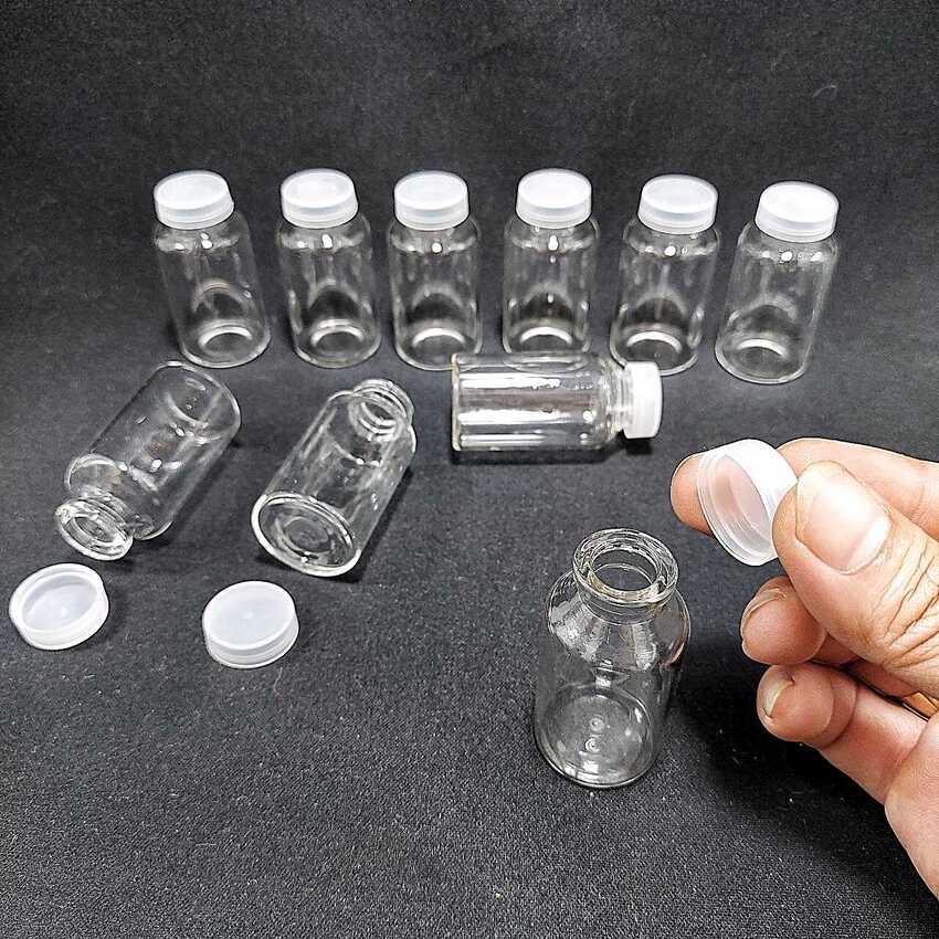 Chai Thủy Tinh Nhỏ 20ML (combo 5 cái) trụ tròn nắp nhựa trắng – Lọ Đựng Tinh Dầu – Lọ Thủy Tinh Nhỏ - Chai Thủy Tinh 20ML - Lọ Thủy Tinh 20ML