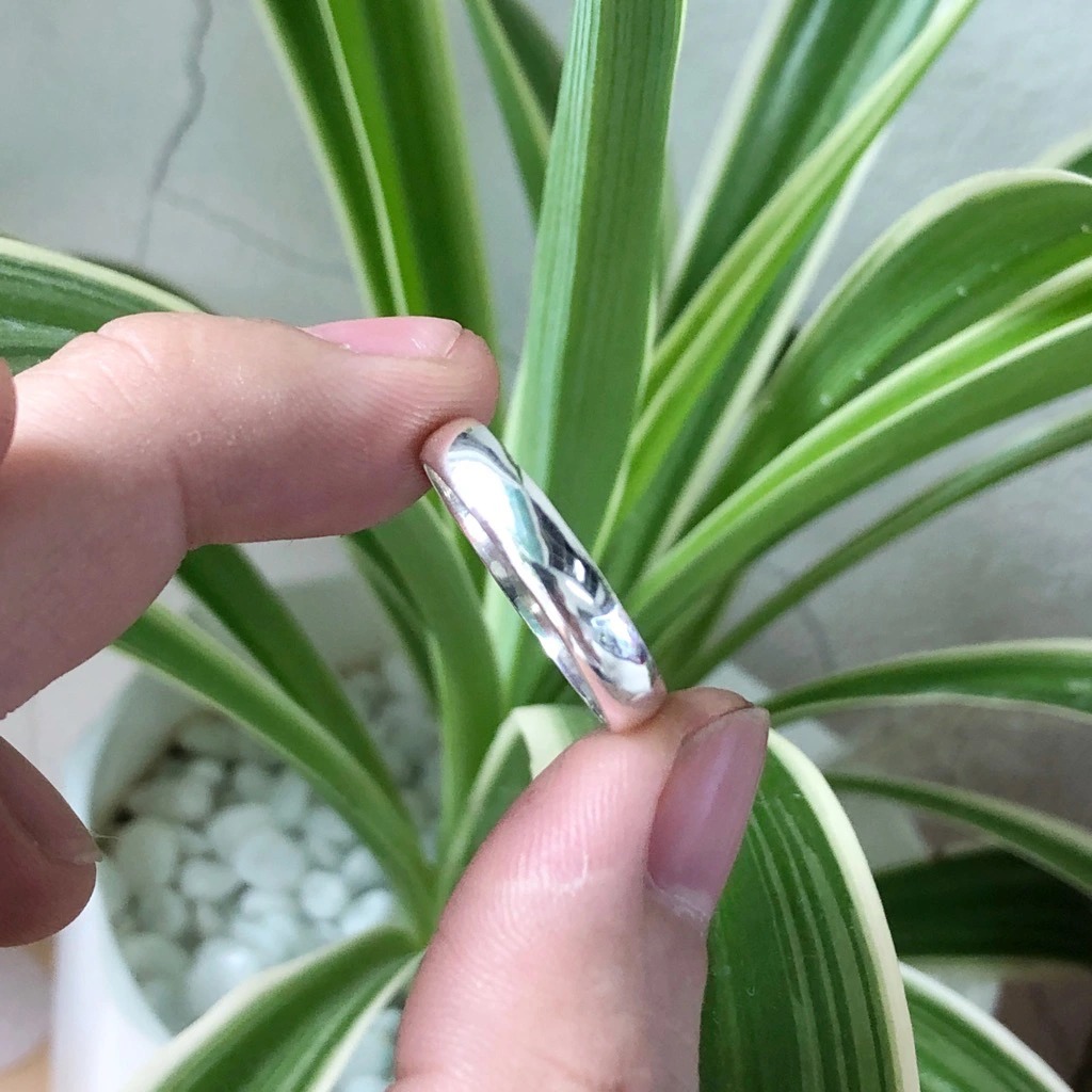 Nhẫn Nam Tròn Trơn Bóng Đẹp Bạc 925 Cao Cấp Hiểu Minh NA035 Bảo Hành Vĩnh Viễn