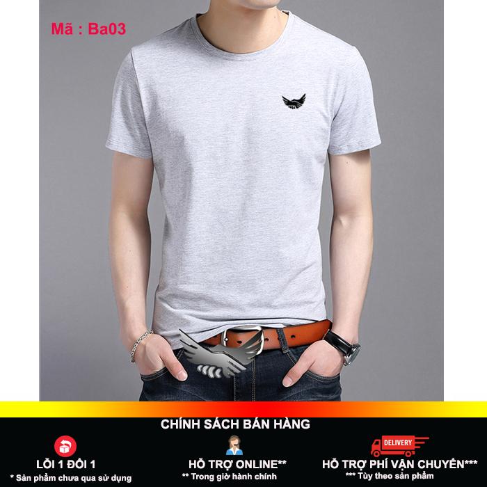 Áo thun nam cổ tròn màu xám made in bahada