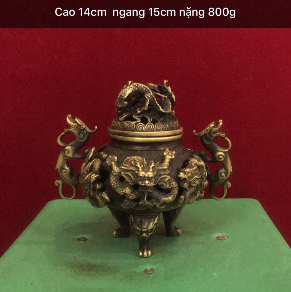 Lư xông trầm cửu long bằng đồng MS520
