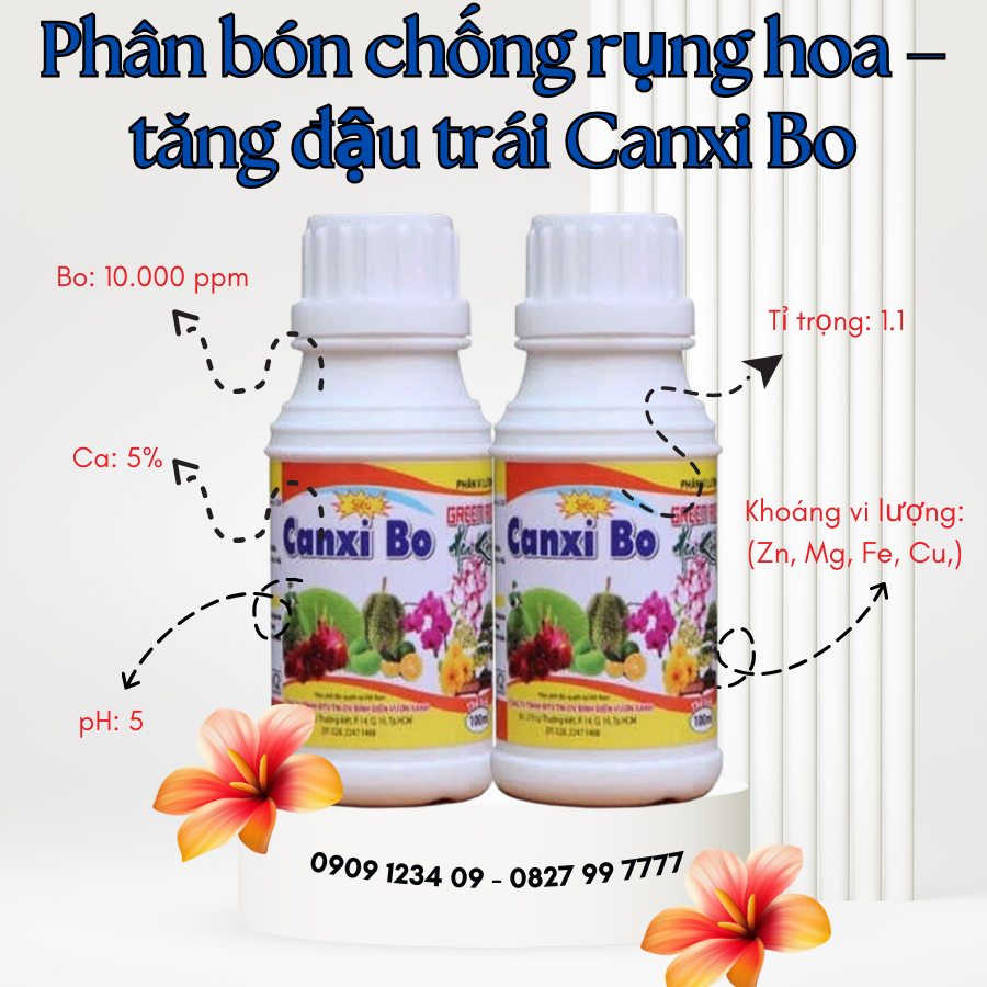 Canxi Bo chai 100ml – Phân bón chống rụng hoa, tăng đậu trái, hoa trái sum suê (Vườn Sài Gòn)
