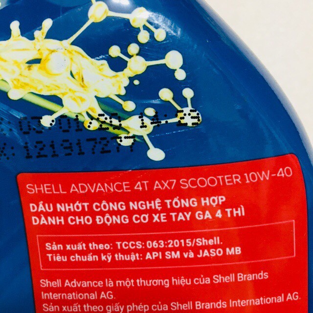 NHỚT SHELL ADVANCE AX7 Scooter 10W-40 0,8L-BAO BÌ MỚI (Nhớt tay ga)