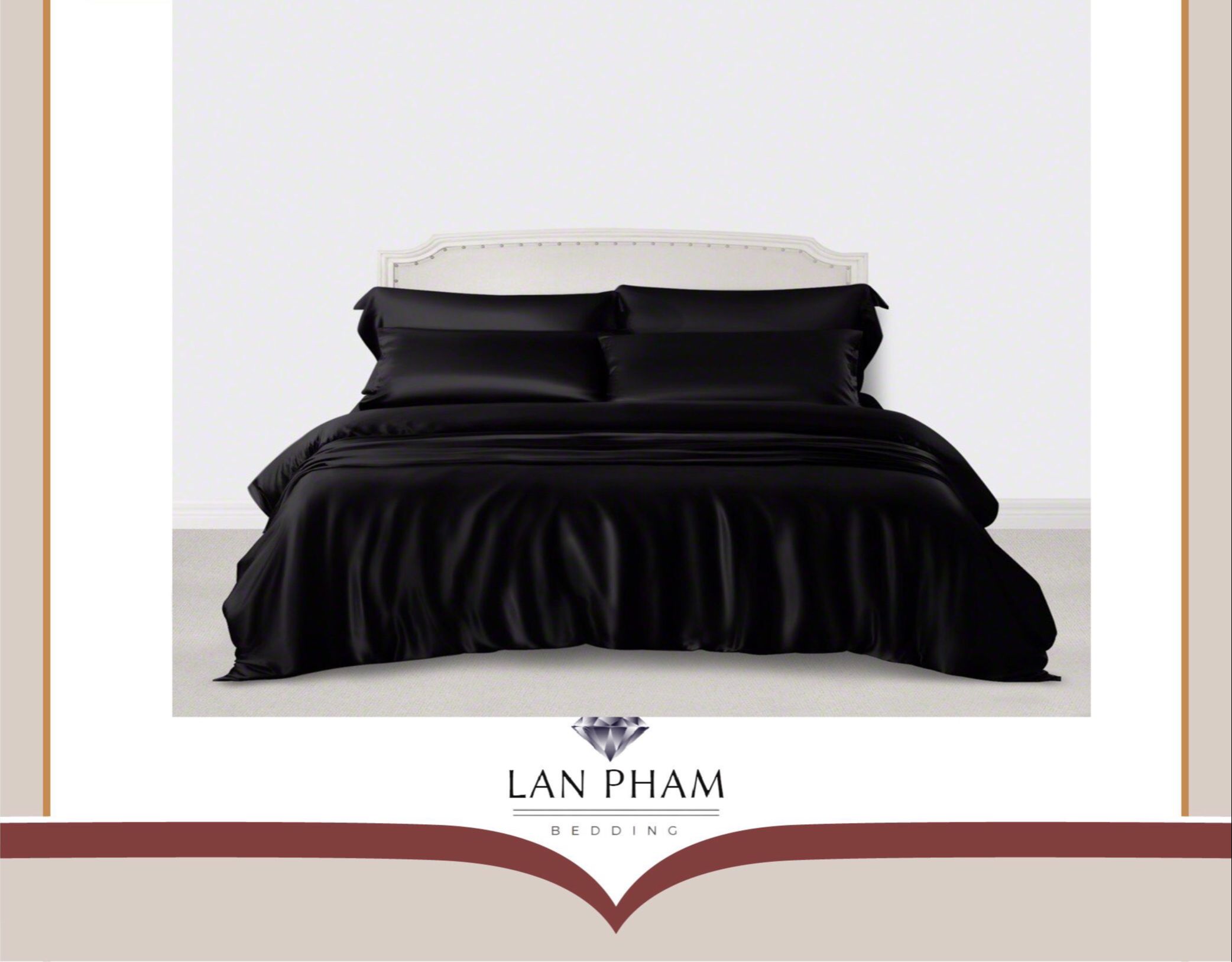 ( Lụa Loại 1) Chăn Lẻ Phi Lụa Màu Đen Cao Cấp Mềm Mại Lan Pham Bedding