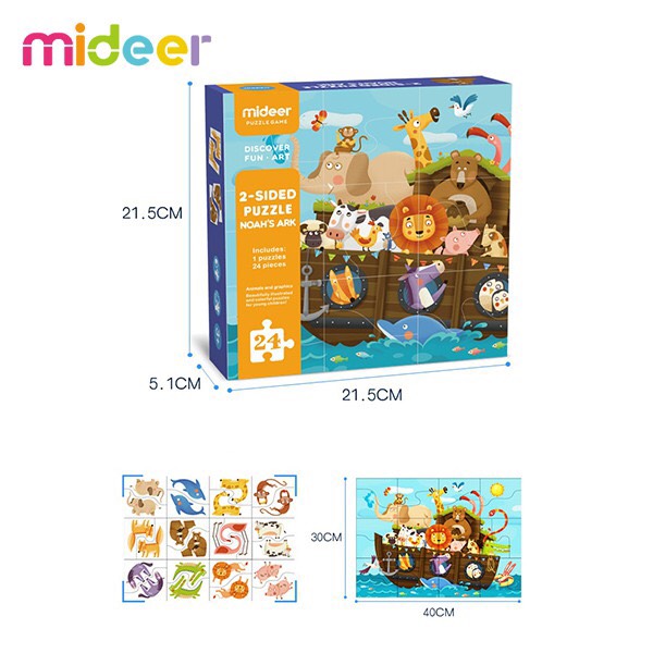 Bộ xếp hình 2 mặt Mideer Noah's 2 sided puzzle
