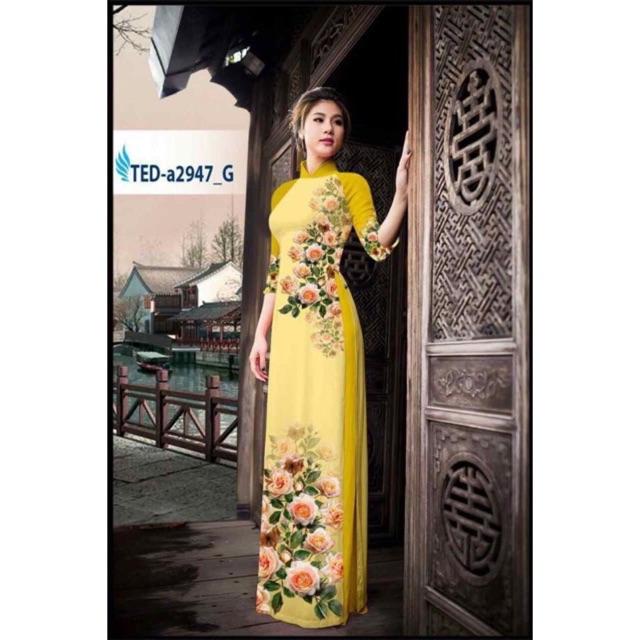 [HCM]Vải áo dài hoa hồng