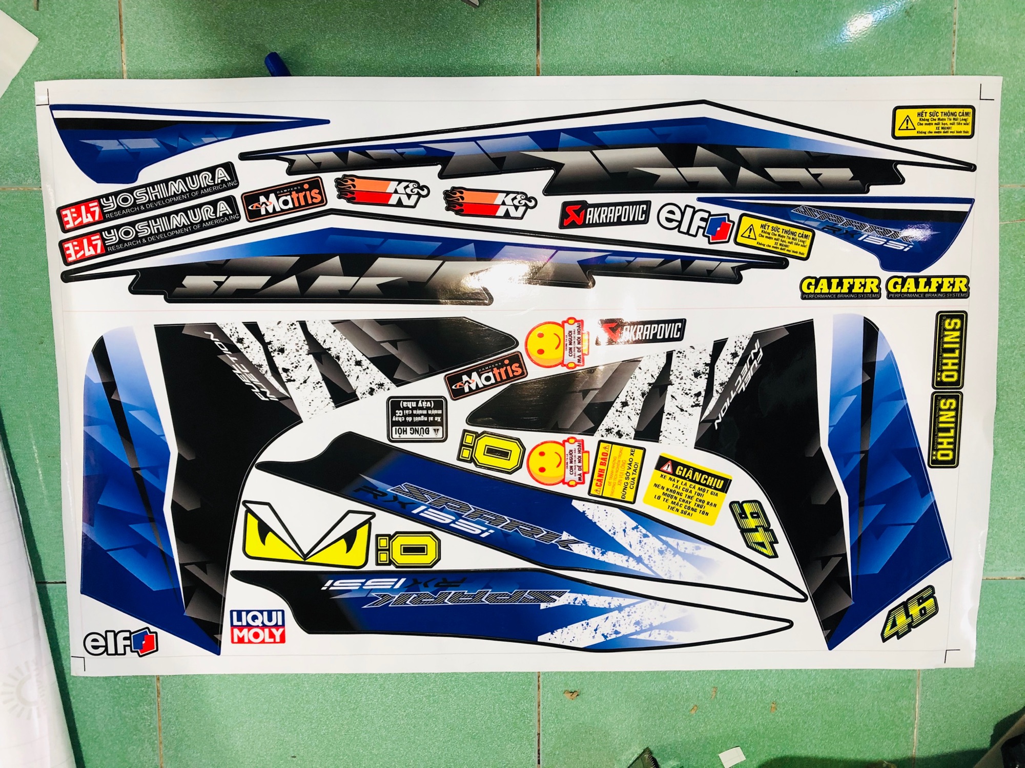 Tem rời exciter 2010 spark xanh đen