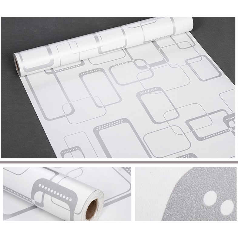 Decal giấy dán tường ô vuông trắng