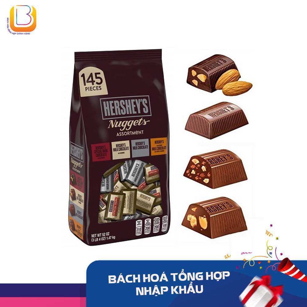 SOCOLA HẠNH NHÂN HERSHEY'S NUGGETS ASSORTMENT VARIETY PACK 1,47KG MỸ (Date 8.2023)