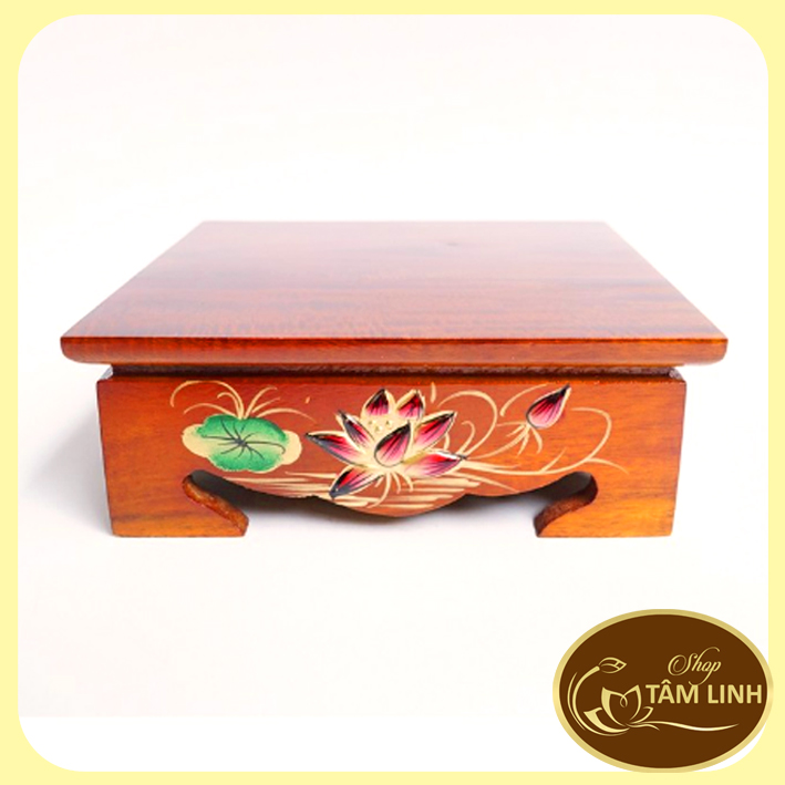 Đôn Gỗ Vuông Hoa Sen Đặt Tượng Thờ _ Nhiều Cỡ