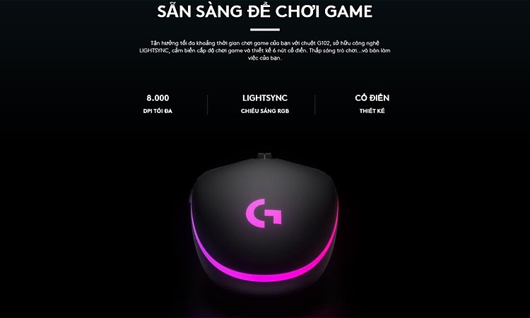 Chuột Gaming Logitech G102 Gen2 Lightsync - Hàng Chính Hãng