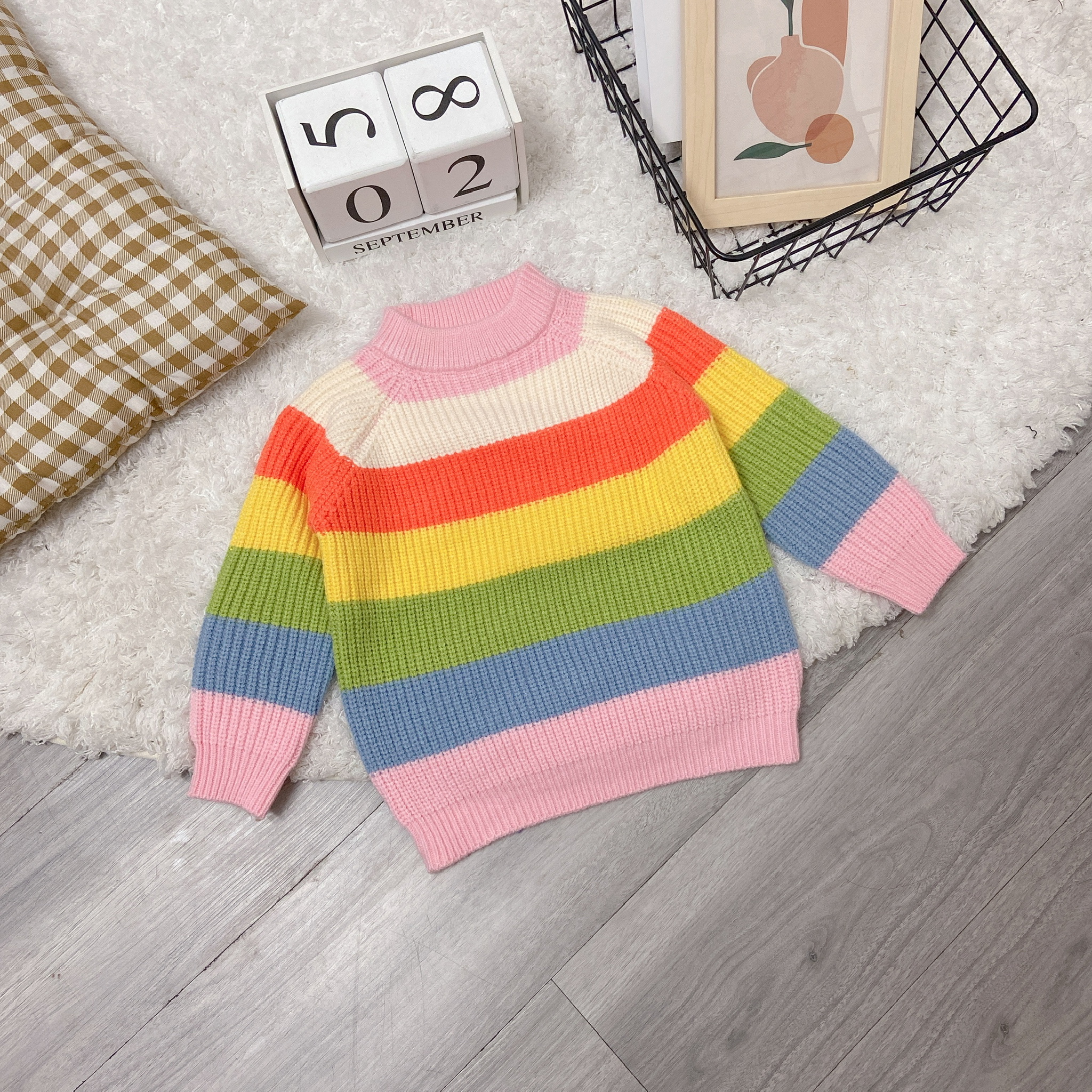 Áo Len Kẻ Nhiều Màu Cho Bé ( N00620 )