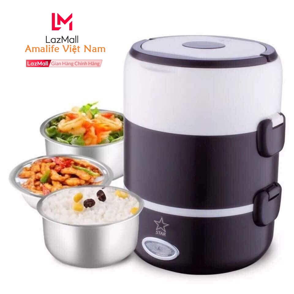 [Hàng Loại 1] Bộ Hộp Cơm Giữ Nhiệt Hâm Nóng 3 tầng Star, Camen Đựng Cơm Văn Phòng - Kèm Túi Giữ Nhiệt Cặp Lồng Cơm Văn Phòng Hâm Nóng Thức Ăn, Cặp Lồng Ủ Cơm 3 Tầng Inox Chính Hãng Amalife