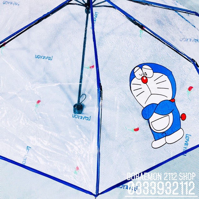 Dù gấp cầm tay trong suốt Doraemon size lớn
