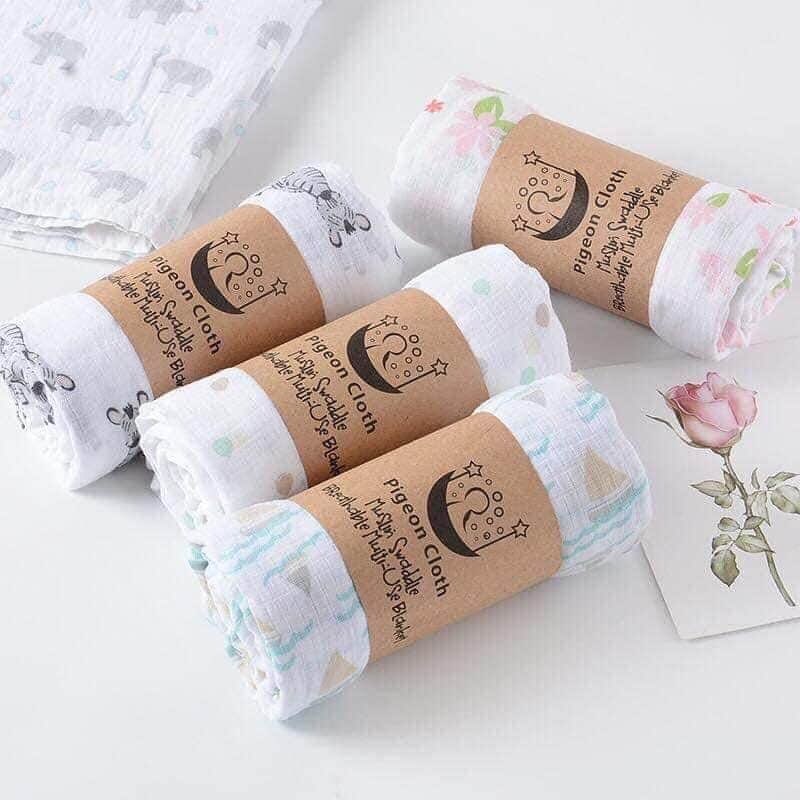 Khăn Tắm Em Bé 2 Lớp Sợi Tre 100% Cỡ Lớn 1m1x1m2
