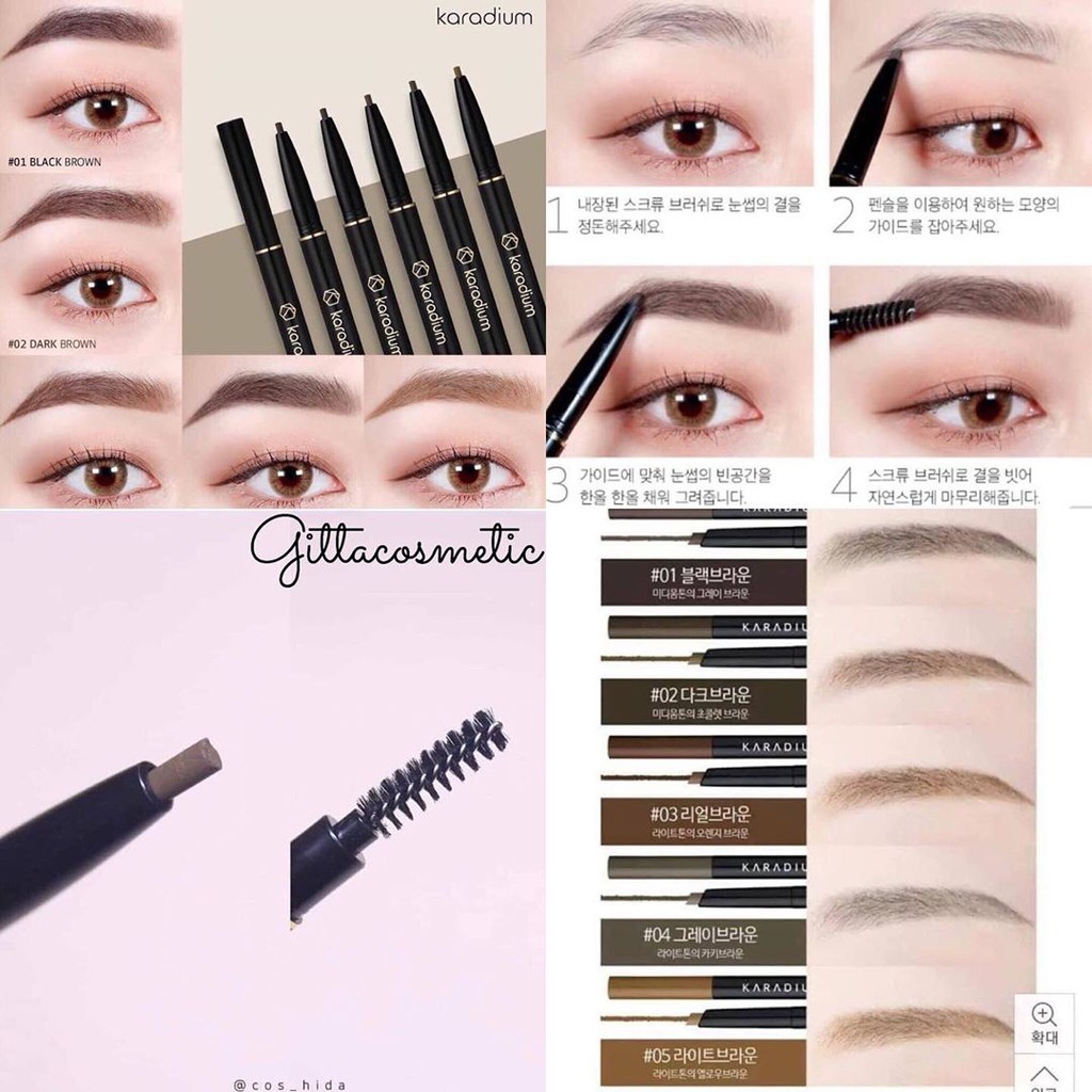 Chì kẻ mày không trôi Karadium hai đầu ( black brown)